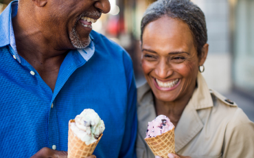 A mature couple with ice cream